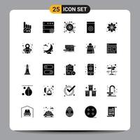 Pack of 25 creative Solid Glyphs of rangoli decoration dividends washer appliances Editable Vector Design Elements