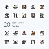 20 Tools Line Filled Color icon Pack like puncher construction plump tools construction vector