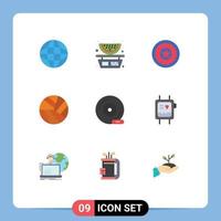 conjunto de 9 iconos de interfaz de usuario modernos signos de símbolos para dispositivo periférico disco compacto independiente cd deporte elementos de diseño vectorial editables vector