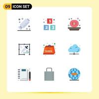 Mobile Interface Flat Color Set of 9 Pictograms of payable duties bathroom charge creative Editable Vector Design Elements