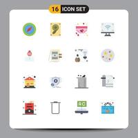 Pack of 16 Modern Flat Colors Signs and Symbols for Web Print Media such as life tv underpants smart multimedia Editable Pack of Creative Vector Design Elements