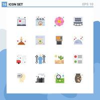Modern Set of 16 Flat Colors Pictograph of podium web flower management data Editable Pack of Creative Vector Design Elements