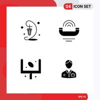 Pack of 4 Modern Solid Glyphs Signs and Symbols for Web Print Media such as lantern telephone lamp help field Editable Vector Design Elements