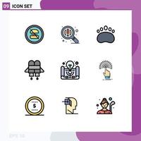 Universal Icon Symbols Group of 9 Modern Filledline Flat Colors of reach project idea bear business idea jetpack Editable Vector Design Elements