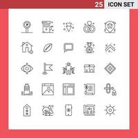 Mobile Interface Line Set of 25 Pictograms of location v power rings full Editable Vector Design Elements