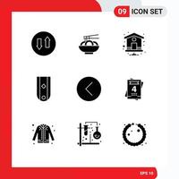 Mobile Interface Solid Glyph Set of 9 Pictograms of media rank home one insignia Editable Vector Design Elements