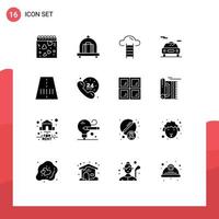Modern Set of 16 Solid Glyphs and symbols such as call transport user route transport Editable Vector Design Elements