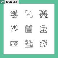 paquete de iconos de vectores de stock de 9 signos y símbolos de línea para el entorno de agricultura ecológica del jardín natural elementos de diseño de vectores editables