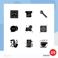 Modern Set of 9 Solid Glyphs Pictograph of web communication uniform chat spanner Editable Vector Design Elements