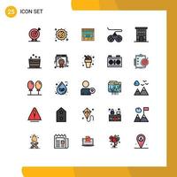 Mobile Interface Filled line Flat Color Set of 25 Pictograms of game controller website webpage page Editable Vector Design Elements