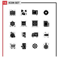 Set of 16 Modern UI Icons Symbols Signs for user target pollution science storage Editable Vector Design Elements