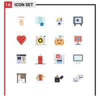 Universal Icon Symbols Group of 16 Modern Flat Colors of heart button dress button arts button locker Editable Pack of Creative Vector Design Elements