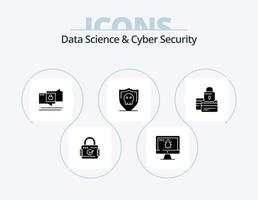 Data Science And Cyber Security Glyph Icon Pack 5 Icon Design. card. plain. chat. secure. shield vector