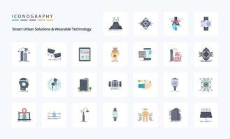 25 Smart Urban Solutions And Wearable Technology Flat color icon pack vector