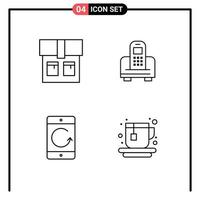 paquete de iconos de vector de stock de 4 signos y símbolos de línea para dispositivos de bolsa elementos de diseño de vector editables de taza de flecha móvil