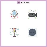 Pictogram Set of 4 Simple Flat Icons of merroir signal heard video traffic lights Editable Vector Design Elements