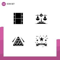 4 Universal Solid Glyphs Set for Web and Mobile Applications video pool balance ball black friday Editable Vector Design Elements