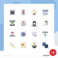 Set of 16 Modern UI Icons Symbols Signs for communication call fire place sound midi Editable Pack of Creative Vector Design Elements