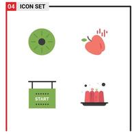 Pack of 4 Modern Flat Icons Signs and Symbols for Web Print Media such as drink races meal science cake Editable Vector Design Elements