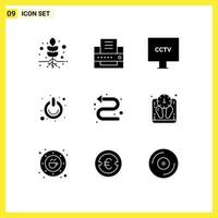 Stock Vector Icon Pack of 9 Line Signs and Symbols for directional switch spy power off Editable Vector Design Elements