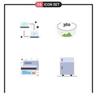 Group of 4 Flat Icons Signs and Symbols for computing payment transfer credit electric Editable Vector Design Elements