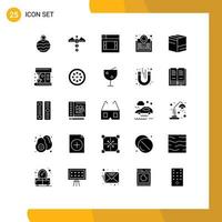 Pictogram Set of 25 Simple Solid Glyphs of e commerce design box research Editable Vector Design Elements