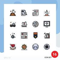 Flat Color Filled Line Pack of 16 Universal Symbols of science lab science bill laboratory research finance Editable Creative Vector Design Elements