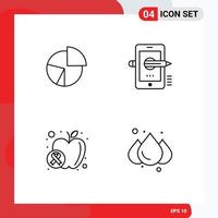 4 User Interface Line Pack of modern Signs and Symbols of chart pencil finance statistics composing Editable Vector Design Elements