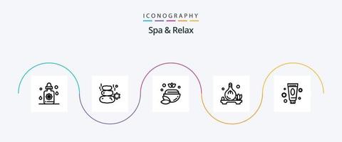 paquete de iconos de spa y relax line 5 que incluye aceite. cuadrado . verde. bol vector