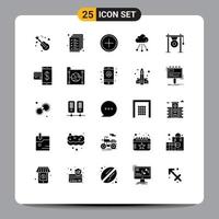 Universal Icon Symbols Group of 25 Modern Solid Glyphs of audio storage add connection plus Editable Vector Design Elements