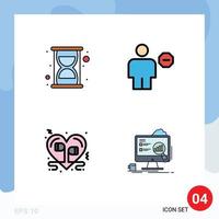 Modern Set of 4 Filledline Flat Colors and symbols such as efficiency heart avatar human music Editable Vector Design Elements
