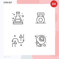 4 Line concept for Websites Mobile and Apps acid curves study gym development Editable Vector Design Elements