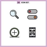 Stock Vector Icon Pack of 4 Line Signs and Symbols for find new control add code Editable Vector Design Elements