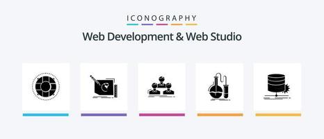 Web Development And Web Studio Glyph 5 Icon Pack Including flask. analysis. page. team. group. Creative Icons Design vector