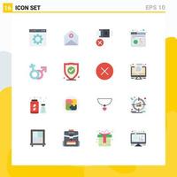 Set of 16 Modern UI Icons Symbols Signs for settings web control communication safety not Editable Pack of Creative Vector Design Elements