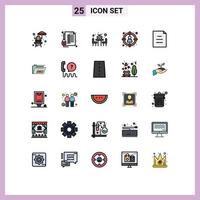 Set of 25 Modern UI Icons Symbols Signs for file target dinner select head Editable Vector Design Elements