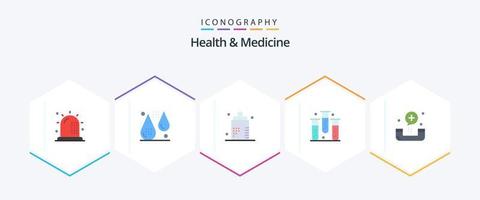 salud y medicina 25 paquete de iconos planos que incluye fitness. sangre. aptitud física. forma. enfermedad vector