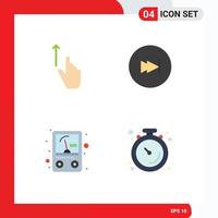 Set of 4 Commercial Flat Icons pack for up ampere gestures fast voltmeter Editable Vector Design Elements