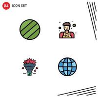 Set of 4 Modern UI Icons Symbols Signs for ball globe waiter heart 100 Editable Vector Design Elements