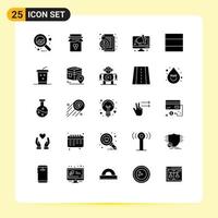 Solid Glyph Pack of 25 Universal Symbols of layout computer about speaker business Editable Vector Design Elements