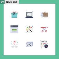 9 Universal Flat Color Signs Symbols of design web briefcase page portfolio Editable Vector Design Elements