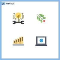 Set of 4 Vector Flat Icons on Grid for development analytics hack china graph Editable Vector Design Elements