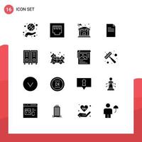 Modern Set of 16 Solid Glyphs and symbols such as reading library city education data Editable Vector Design Elements