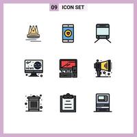 Set of 9 Modern UI Icons Symbols Signs for equipment screen heart news hobbies Editable Vector Design Elements