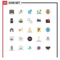 Pictogram Set of 25 Simple Flat Colors of light survival business outdoor camping Editable Vector Design Elements