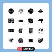 conjunto de 16 iconos de interfaz de usuario modernos signos de símbolos para procesar elementos de diseño de vector editables de idea de luz de flecha de evento