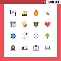 Flat Color Pack of 16 Universal Symbols of internet research fire search time Editable Pack of Creative Vector Design Elements