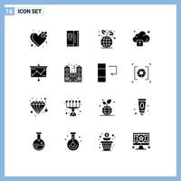 16 concepto de glifo sólido para sitios web móviles y aplicaciones gráfico gráfico día de la tierra tecnología nube elementos de diseño vectorial editables vector