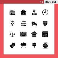 Set of 16 Modern UI Icons Symbols Signs for roses flowers head bouquet plates Editable Vector Design Elements