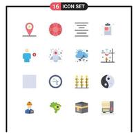 User Interface Pack of 16 Basic Flat Colors of human electricity center body paper Editable Pack of Creative Vector Design Elements